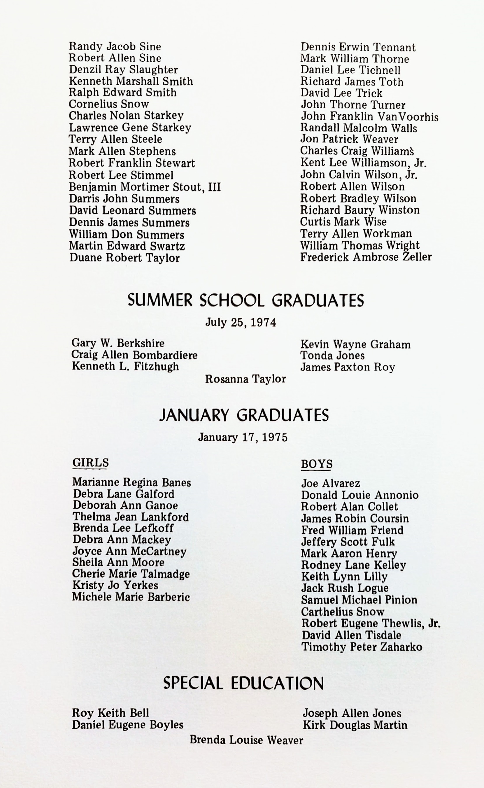 mhs 1975 commencement program grads page 4