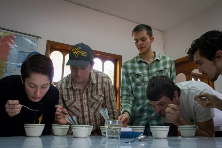 wvu firsthand students coffee cupping